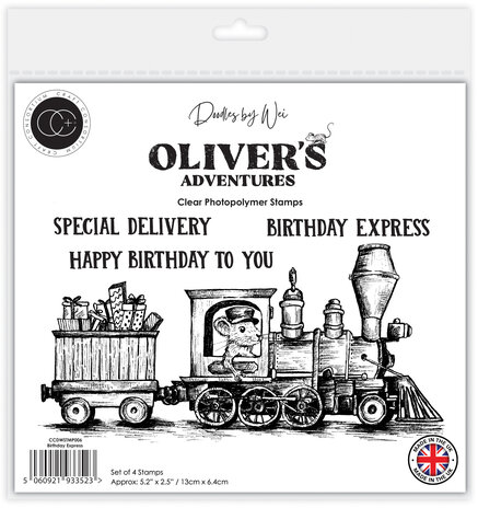 Craft Consortium Oliver's Adventures A6 Photopolymer Stamp Set Birthday Express (CCDWSTMP006)
