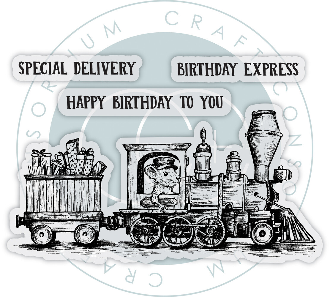 Craft Consortium Oliver's Adventures A6 Photopolymer Stamp Set Birthday Express (CCDWSTMP006)