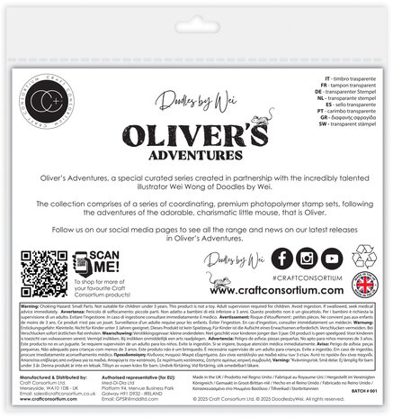 Craft Consortium Oliver's Adventures A6 Photopolymer Stamp Set Birthday Express (CCDWSTMP006)