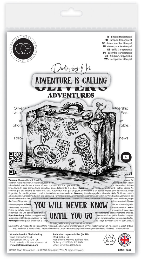 Craft Consortium Oliver's Adventures A6 Photopolymer Stamp Set Travel (CCDWSTMP010)