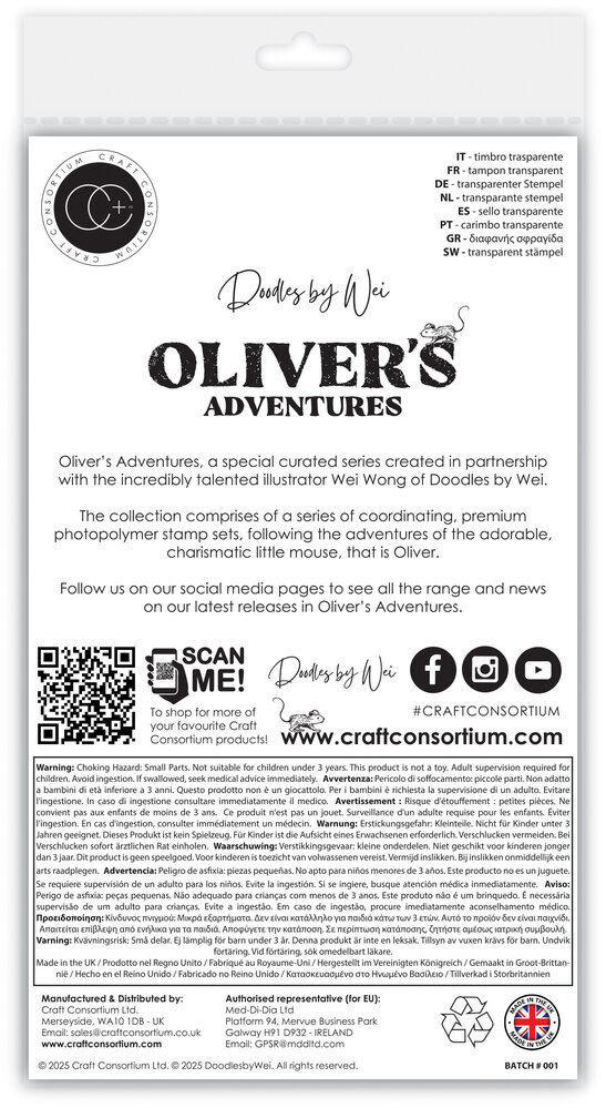 Craft Consortium Oliver's Adventures A6 Photopolymer Stamp Set Travel (CCDWSTMP010)