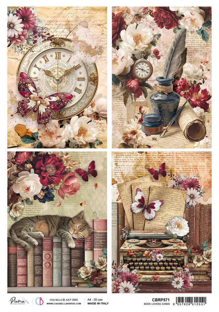 Ciao Bella Book Lovers A4 Rice Paper A Book Lovers Cards (5pcs) (CBRP571) Ciao Bella Book Lovers A4 Rice Paper A Book Lovers Cards (5pcs) (CBRP571)