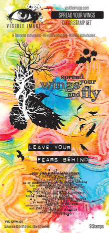 Visible Image Time To Fly 4x8 Inch Stamp Set Spread Your Wings (VIS-SYW-01) Visible Image Time To Fly 4x8 Inch Stamp Set Spread Your Wings (VIS-SYW-01)