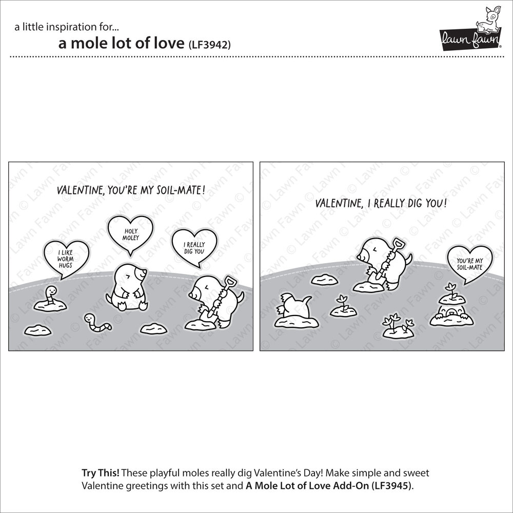 Lawn Fawn A Mole Lot Of Love Clear Stamps (LF3942) Lawn Fawn A Mole Lot Of Love Clear Stamps (LF3942)