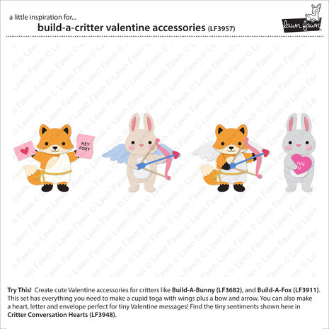 Lawn Fawn Build-A-Critter Valentine Accessories Stand-Alone Lawn Cuts Dies (LF3957) Lawn Fawn Build-A-Critter Valentine Accessories Stand-Alone Lawn Cuts Dies (LF3957)