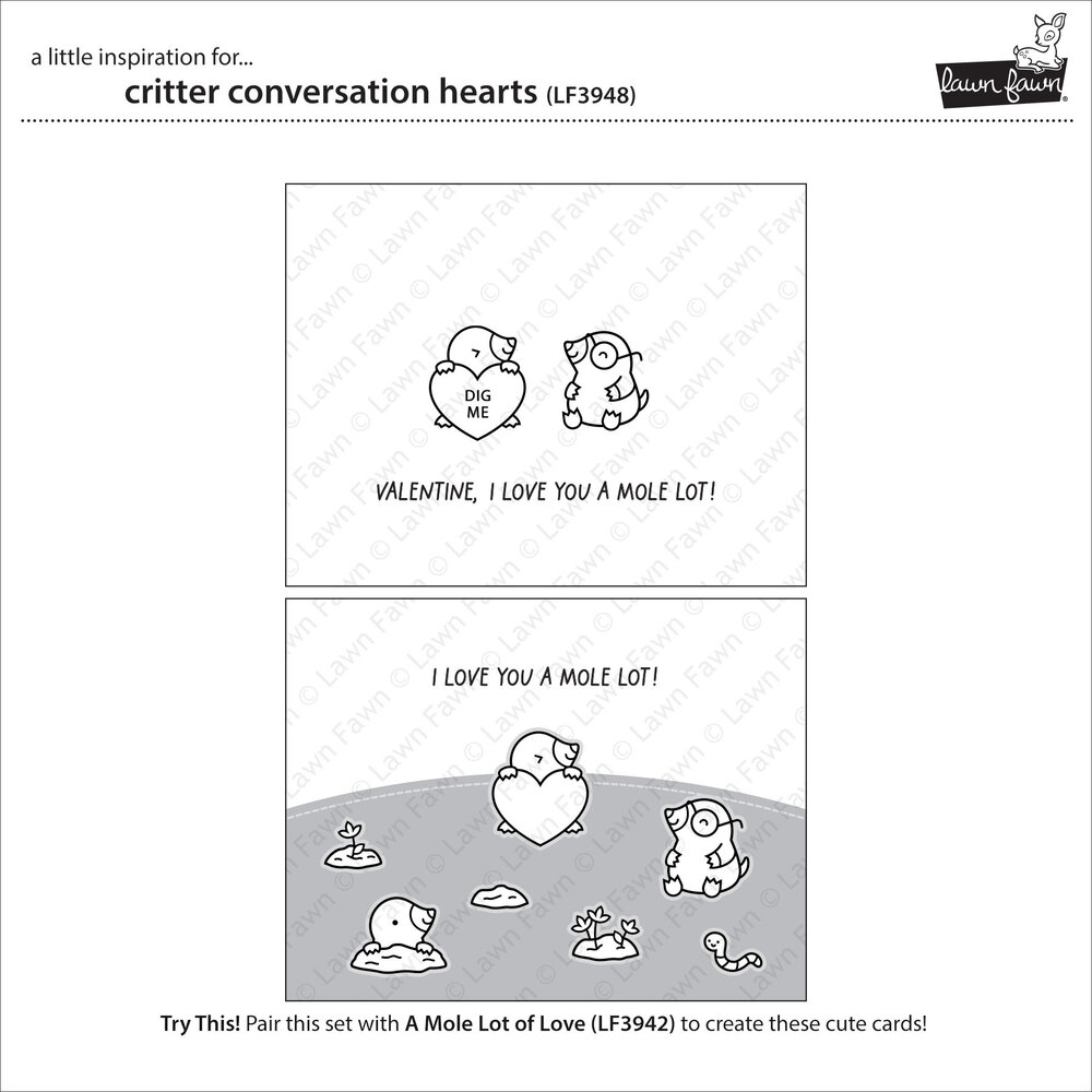 Lawn Fawn Critter Conversation Hearts Clear Stamps (LF3948) Lawn Fawn Critter Conversation Hearts Clear Stamps (LF3948)
