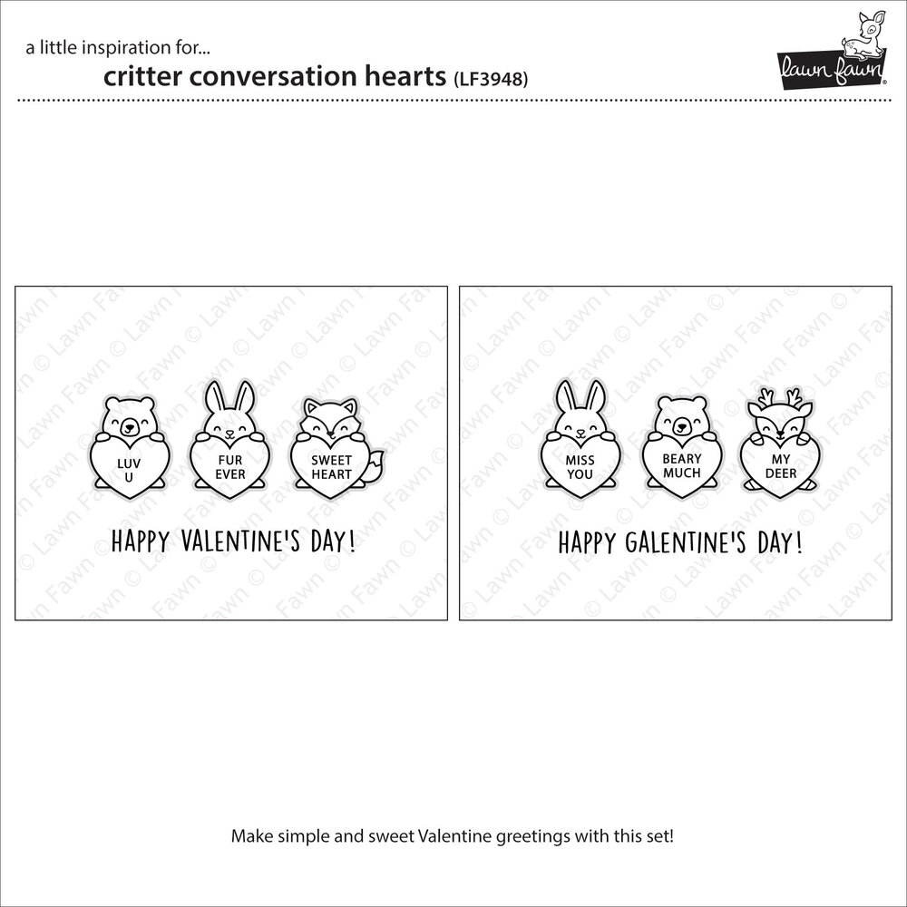 Lawn Fawn Critter Conversation Hearts Clear Stamps (LF3948) Lawn Fawn Critter Conversation Hearts Clear Stamps (LF3948)