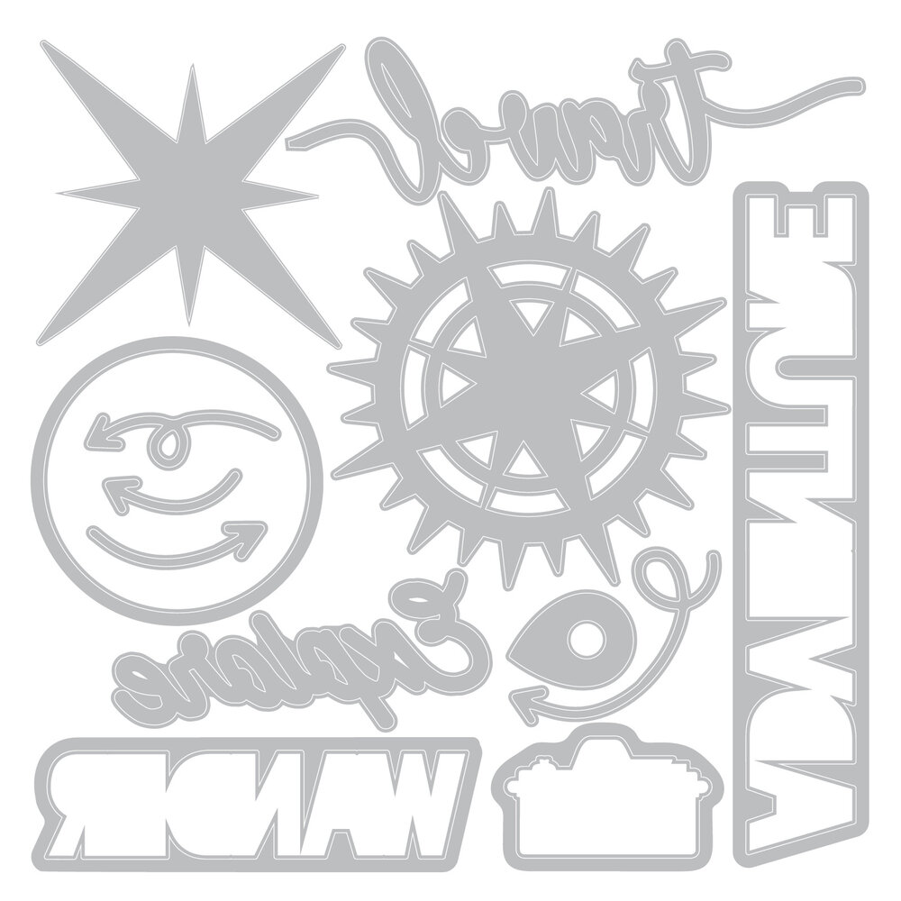 Sizzix Thinlits Die w/Stamps by 49 and Market A5 Wanderlust Explorer (13+20pcs) (666953) Sizzix Thinlits Die w/Stamps by 49 and Market A5 Wanderlust Explorer (13+20pcs) (666953)