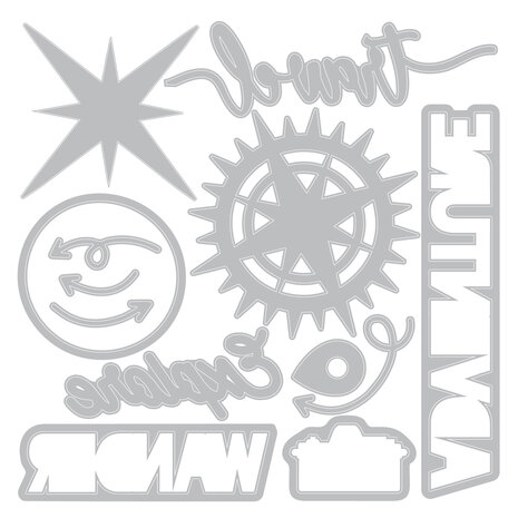Sizzix Thinlits Die w/Stamps by 49 and Market A5 Wanderlust Explorer (13+20pcs) (666953) Sizzix Thinlits Die w/Stamps by 49 and Market A5 Wanderlust Explorer (13+20pcs) (666953)