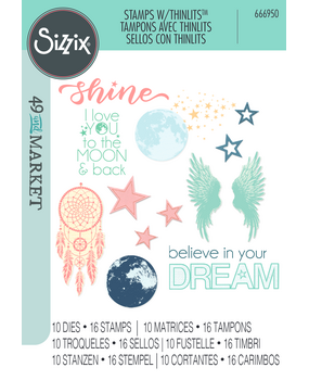 Sizzix Thinlits Die w/Stamps by 49 and Market A5 Starlight Dreams (10+16pcs) (666950)