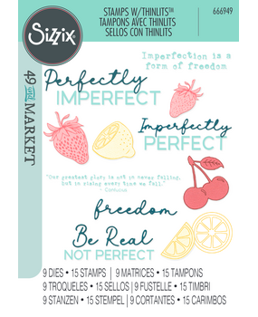 Sizzix Thinlits Die w/Stamps by 49 and Market Perfectly Imperfect (9+15pcs) (666949)