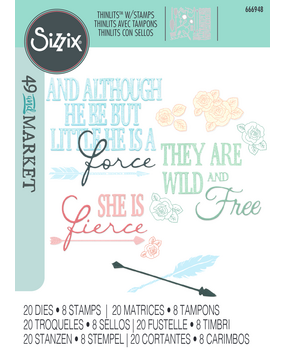 Sizzix Thinlits Die w/Stamps by 49 and Market Forces of Nature (20+8pcs) (666948)