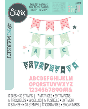 Sizzix Thinlits Die w/Stamps by 49 and Market Banner Bash (17+39pcs) (666945)