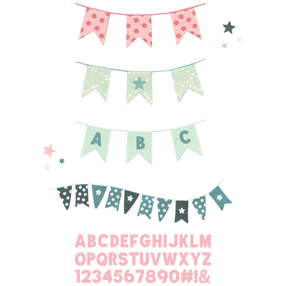 Sizzix Thinlits Die w/Stamps by 49 and Market Banner Bash (17+39pcs) (666945) Sizzix Thinlits Die w/Stamps by 49 and Market Banner Bash (17+39pcs) (666945)