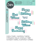 Sizzix Thinlits Die w/Stamps by 49 and Market Birthday Wishes (18+7pcs) (666946)