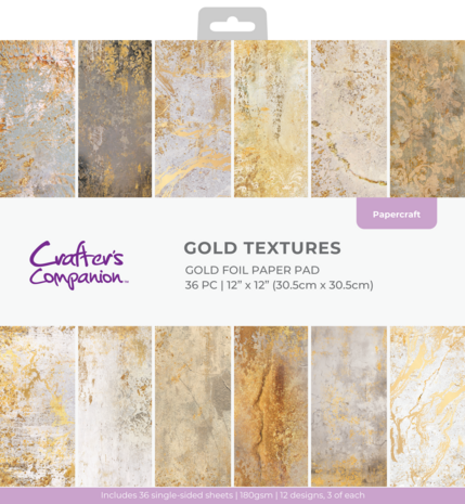 Crafter's Companion Gold Textures 12x12 Inch Paper Pad (CC-PAD12-GOLDTEX) Crafter's Companion Gold Textures 12x12 Inch Paper Pad (CC-PAD12-GOLDTEX)