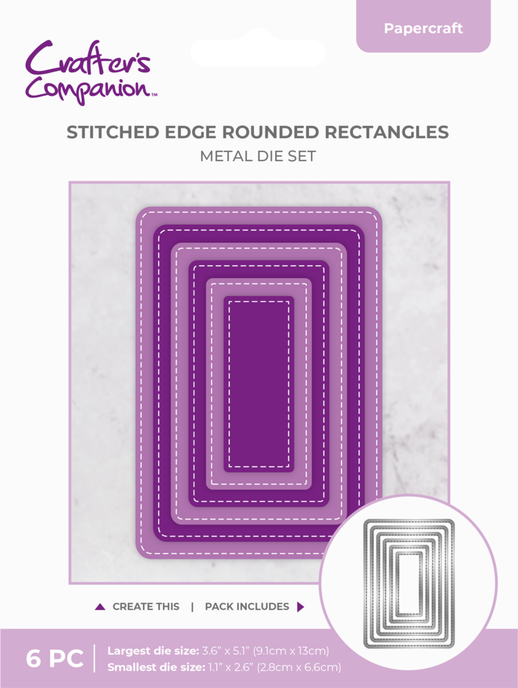 Crafter's Companion Stitched Edge Metal Die Rounded Rectangles (CC-MD-SERR)