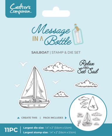 Crafter's Companion Message in a Bottle Stamp & Die Sailboat (CC-MIAB-STD-SBOT)