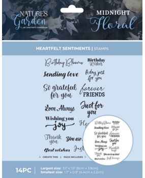 Crafter's Companion Midnight Floral Photopolymer Stamp Heartfelt Sentiments (NG-MF-STP-HEATS)