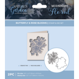 Crafter's Companion Midnight Floral Stamp & Die Butterfly & Rose Blooms (NG-MF-STD-BUTRB)