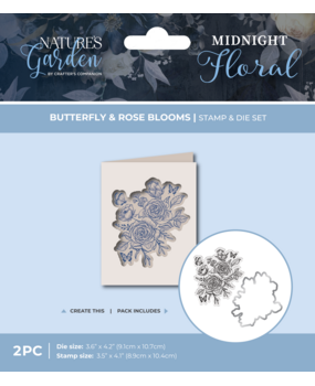 Crafter's Companion Midnight Floral Stamp & Die Butterfly & Rose Blooms (NG-MF-STD-BUTRB)
