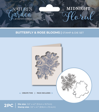 Crafter's Companion Midnight Floral Stamp & Die Butterfly & Rose Blooms (NG-MF-STD-BUTRB) Crafter's Companion Midnight Floral Stamp & Die Butterfly & Rose Blooms (NG-MF-STD-BUTRB)