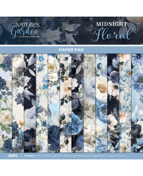 Crafter's Companion Midnight Floral 12x12 Inch Paper Pad (NG-MF-PAD12)