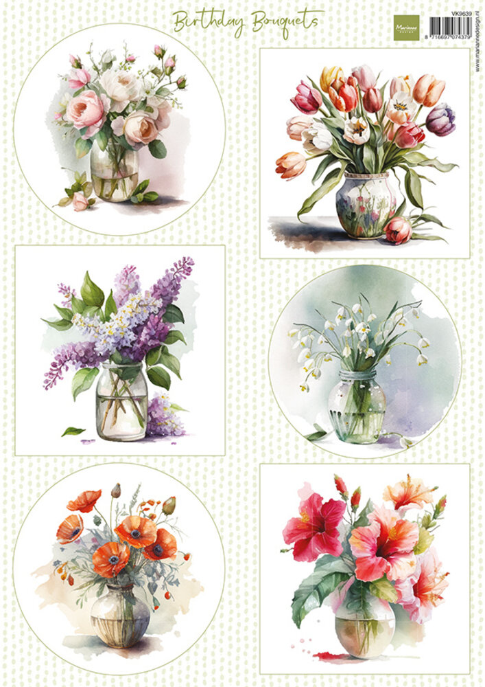 Marianne Design Decoupage Birthday Bouquets (VK9639) Marianne Design Decoupage Birthday Bouquets (VK9639)