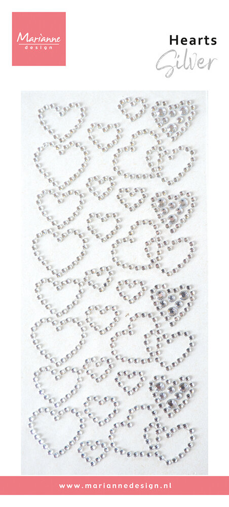 Marianne Design Decorations Hearts Rhinestones Silver (CA3221) Marianne Design Decorations Hearts Rhinestones Silver (CA3221)