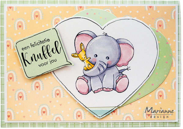 Marianne Design Stamp & Die Stick & Wolke - Elephant Hug (CS1153) Marianne Design Stamp & Die Stick & Wolke - Elephant Hug (CS1153)