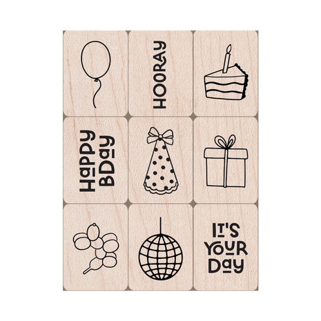 Hero Arts Birthday Mini Tub Woodblock Stamps (LP513)