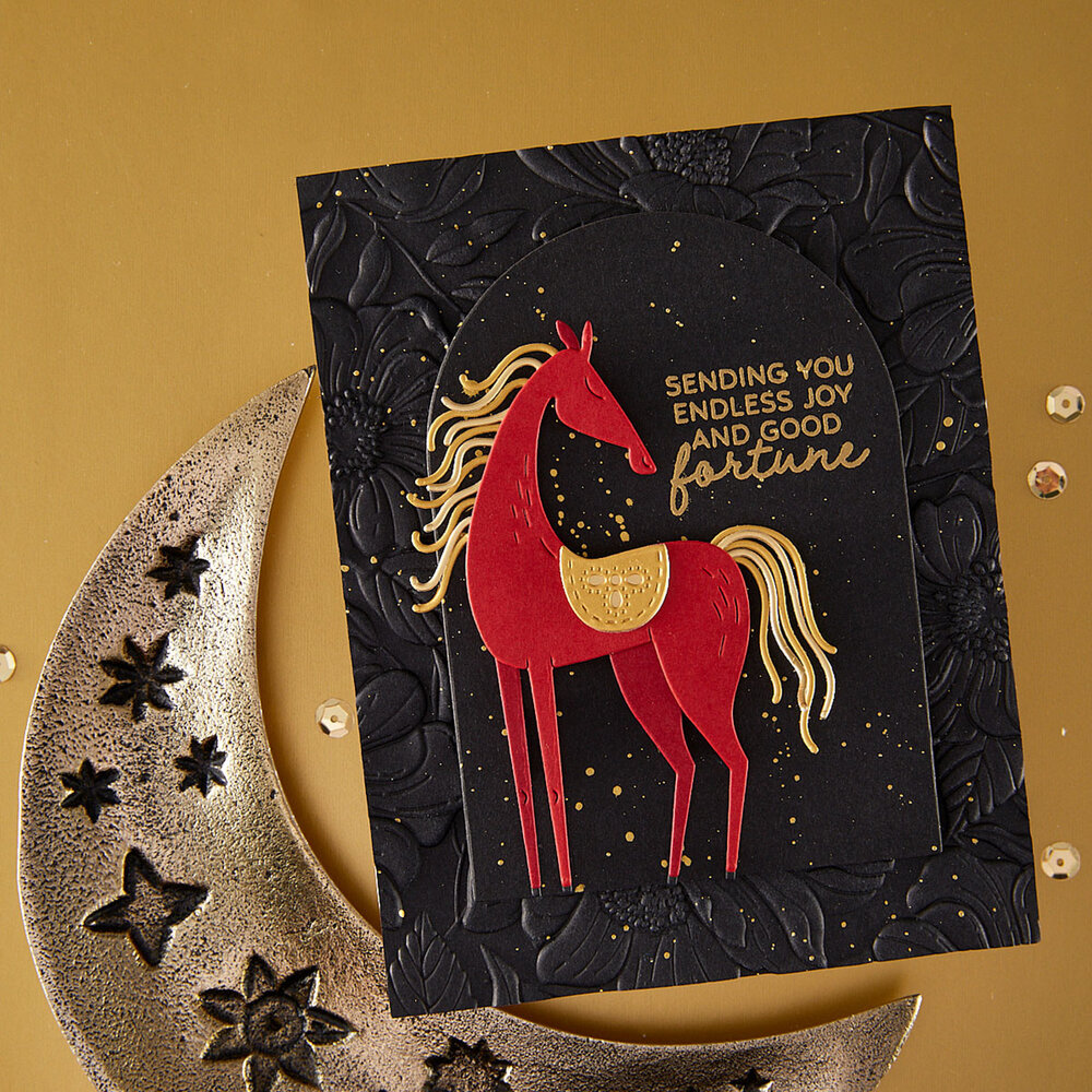 Spellbinders Good Fortune Horse Clear Stamp & Die Set (SDS-222)