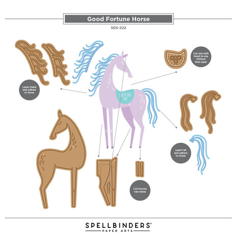 Spellbinders Good Fortune Horse Clear Stamp & Die Set (SDS-222)