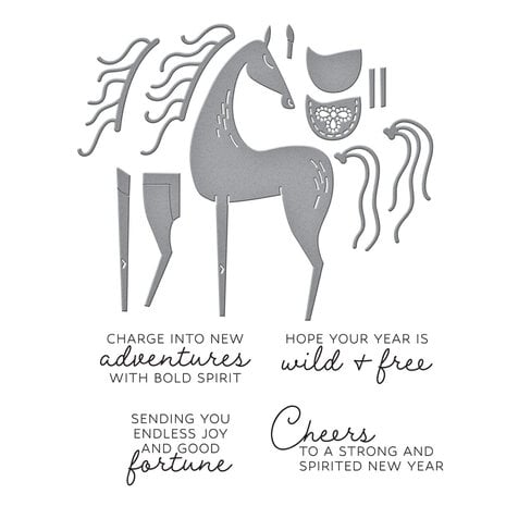 Spellbinders Good Fortune Horse Clear Stamp & Die Set (SDS-222)