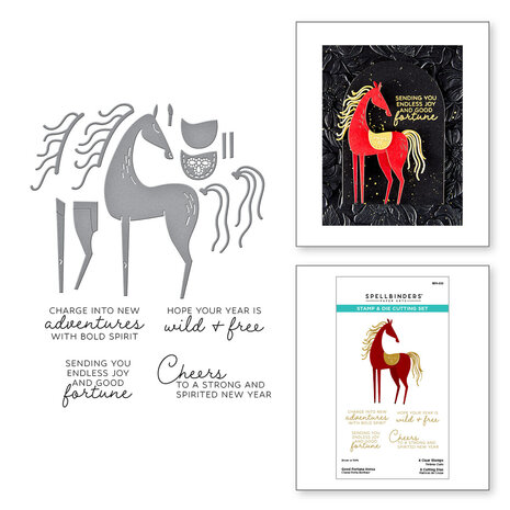 Spellbinders Good Fortune Horse Clear Stamp & Die Set (SDS-222)