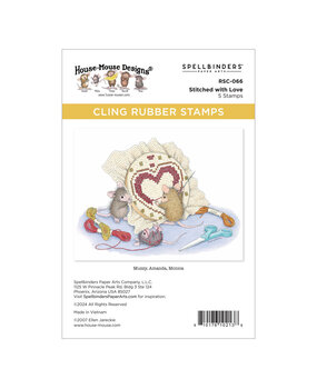 Spellbinders House-Mouse Heart and Soul Cling Rubber Stamps Stitched with Love (RSC-066)