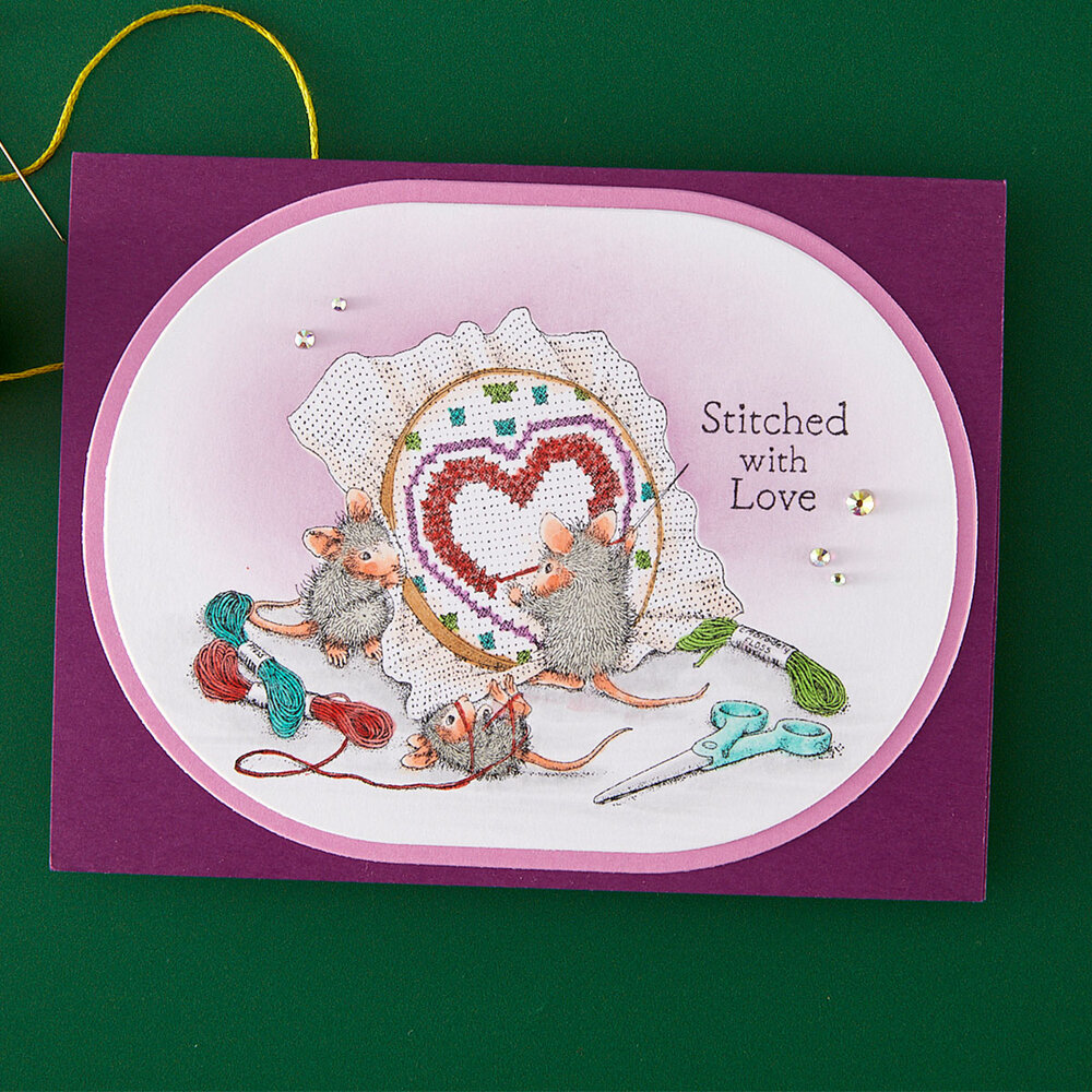 Spellbinders House-Mouse Heart and Soul Cling Rubber Stamps Stitched with Love (RSC-066)
