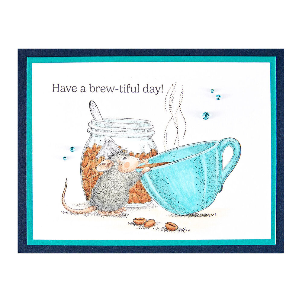 Spellbinders House-Mouse Heart and Soul Cling Rubber Stamps Brew-tiful Day (RSC-063)