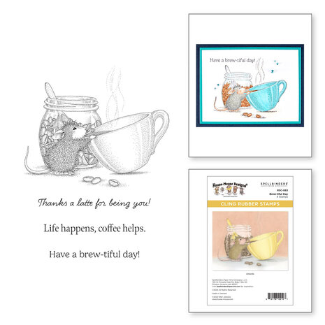 Spellbinders House-Mouse Heart and Soul Cling Rubber Stamps Brew-tiful Day (RSC-063)