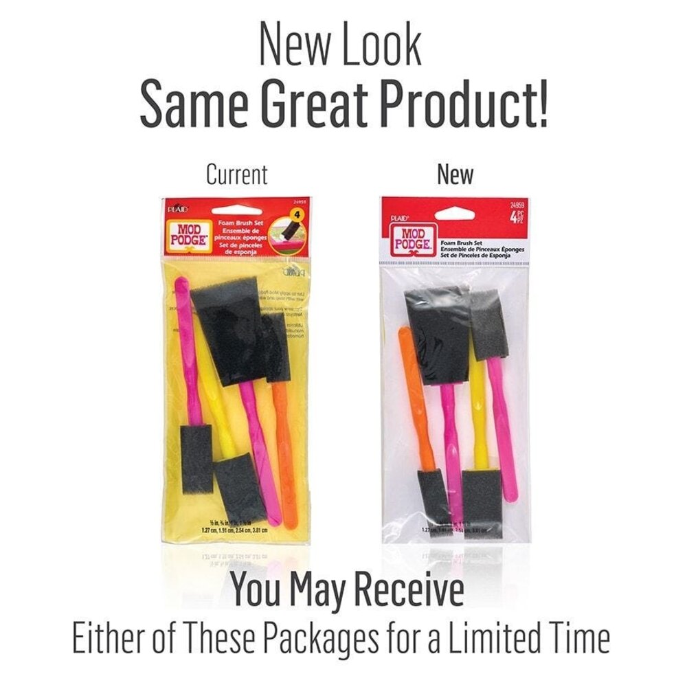 Mod Podge Foam Brush Set 1/2, 3/4, 1, 1 1/2 Inch (4pcs) (24959)