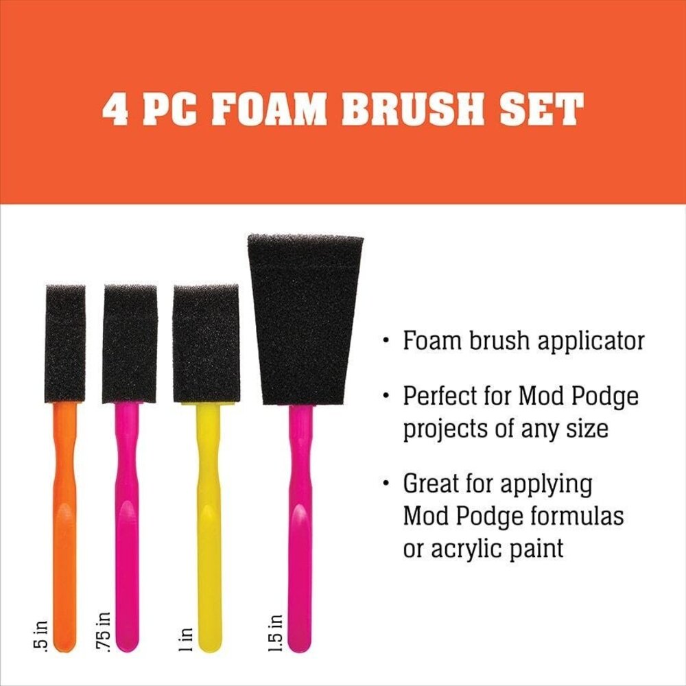 Mod Podge Foam Brush Set 1/2, 3/4, 1, 1 1/2 Inch (4pcs) (24959)