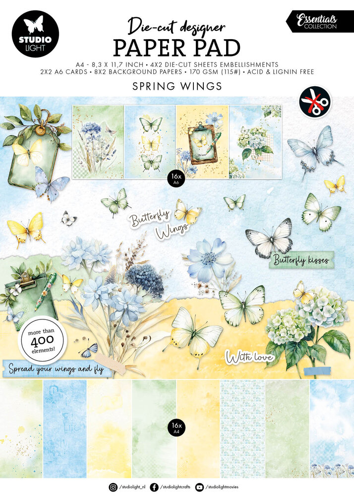 Studio Light Spring Wings Die-cut Designer Paper Pad (SL-ES-DCPP412)