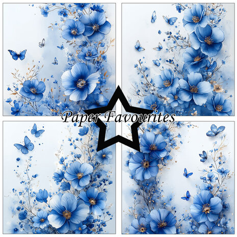 Paper Favourites Blue Flowers 6x6 Inch Paper Pad (PF564)