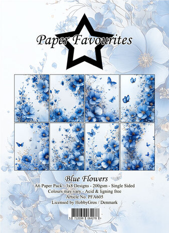 Paper Favourites Blue Flowers A6 Paper Pad (PFA605)