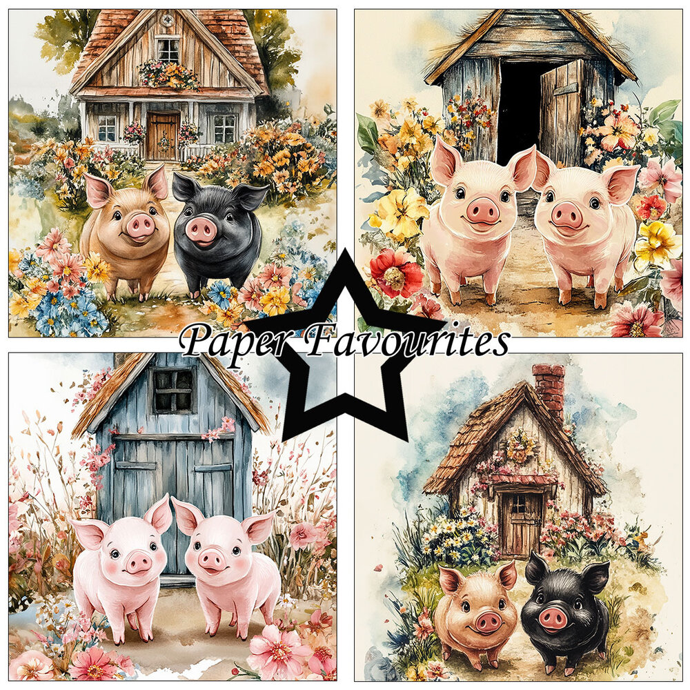 Paper Favourites Happy Pigs 6x6 Inch Paper Pad (PF565)