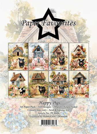 Paper Favourites Happy Pigs A6 Paper Pad (PFA606)
