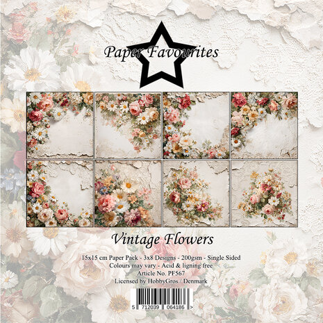 Paper Favourites Vintage Flowers 6x6 Inch Paper Pad (PF567)