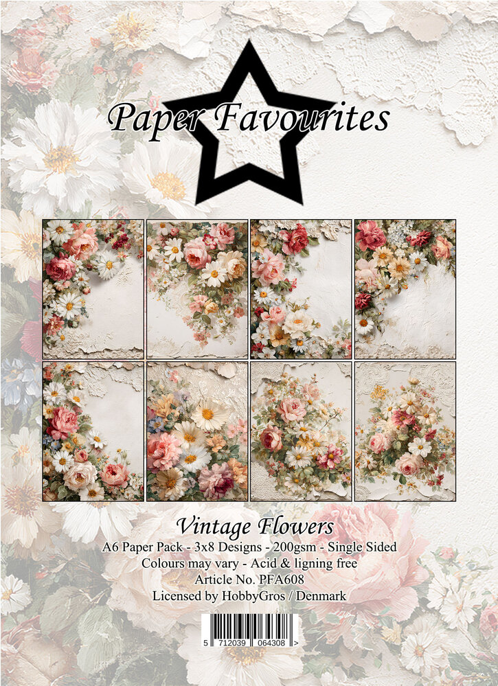 Paper Favourites Vintage Flowers A6 Paper Pad (PFA608)