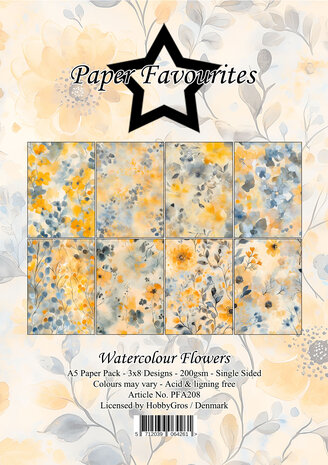 Paper Favourites Watercolour Flowers A5 Paper Pad (PFA208)