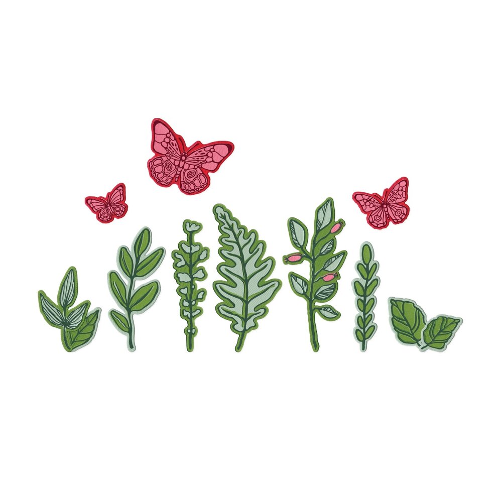 Sizzix Clear Stamps w/Framelits Die by Vicki Boutin Greenery Layers #1 (12+26pcs) (667075)